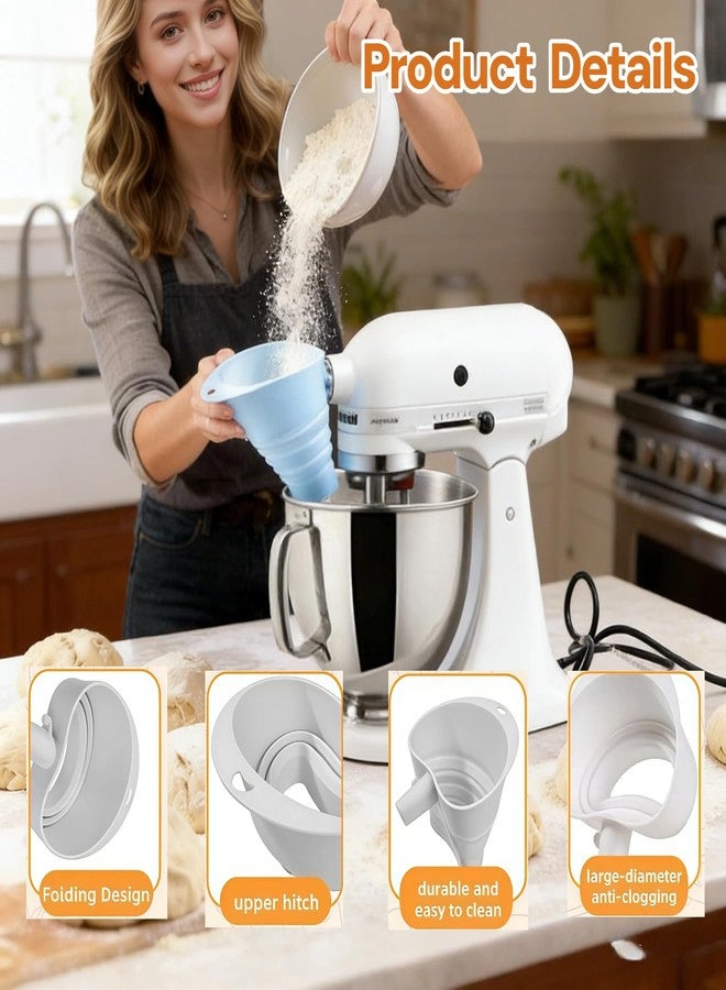 lyvantha Silicone Flour Funnel for KitchenAid Mixer - Dishwasher Safe Attachment for Artisan Tilt-Head Stand Mixer - Mess-Free Pouring Chute for Flour, Sugar & Eggs, Foldable Baking Tool - Image 3