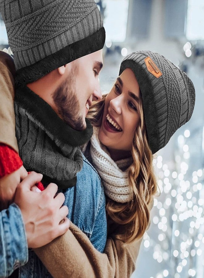 EMPOISON Winter Hat, Scarf, Gloves Set Beanie Woolen Skull Cap Touch Screen Gloves Circle neck Warmer for Women (Grey) - Image 5