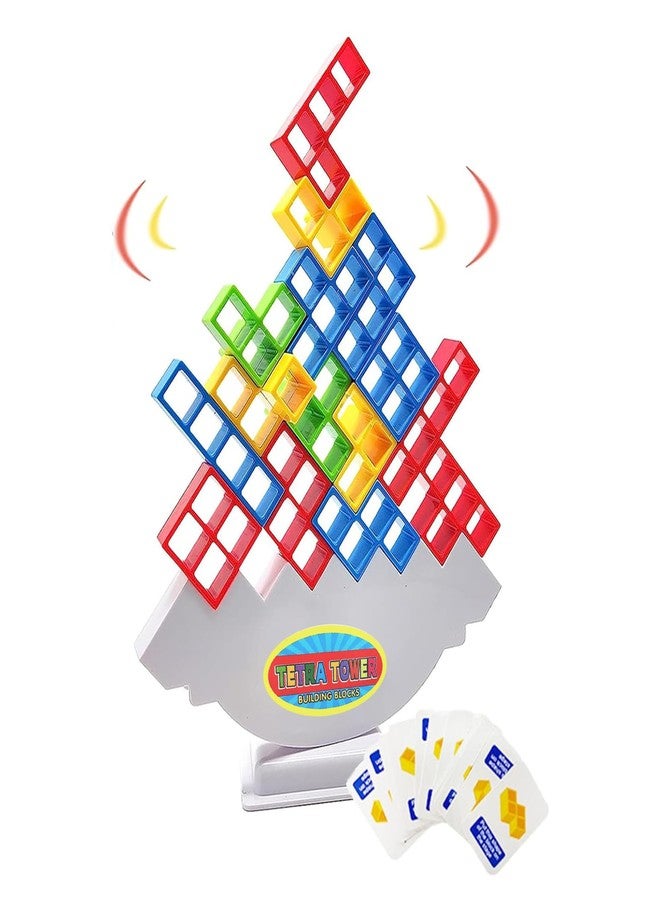 RAINBOW RIDERS TETTRAA Tower Game 32Pcs Colourfull Blocks Stack Tower,Swinging Tower,High Balancing Swinging 3-4 Players|Attractive Toy for Family,Child Indoor Game & Journey, Parties for Kids. - Image 1