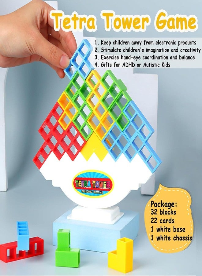 RAINBOW RIDERS TETTRAA Tower Game 32Pcs Colourfull Blocks Stack Tower,Swinging Tower,High Balancing Swinging 3-4 Players|Attractive Toy for Family,Child Indoor Game & Journey, Parties for Kids. - Image 3