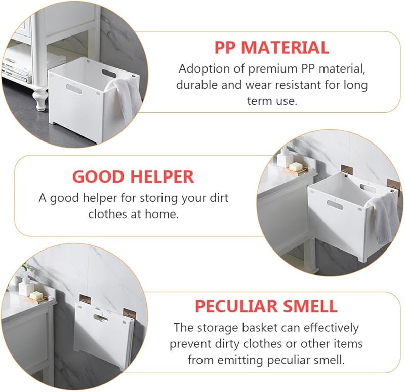 سلة غسيل كبيرة بيضاء قابلة للطي مثبتة على الحائط لتوفير المساحة ومنظم الملابس المتسخة لغرفة النوم والحمام - Image 5