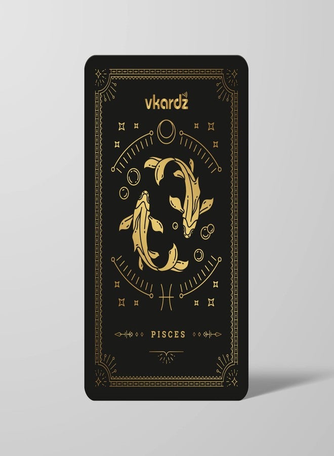 vkardz Zodiac Pisces PVC Digital NFC Business Card with QR Code, Smart Contact Sharing Visiting Card with Astrology Design - Image 2
