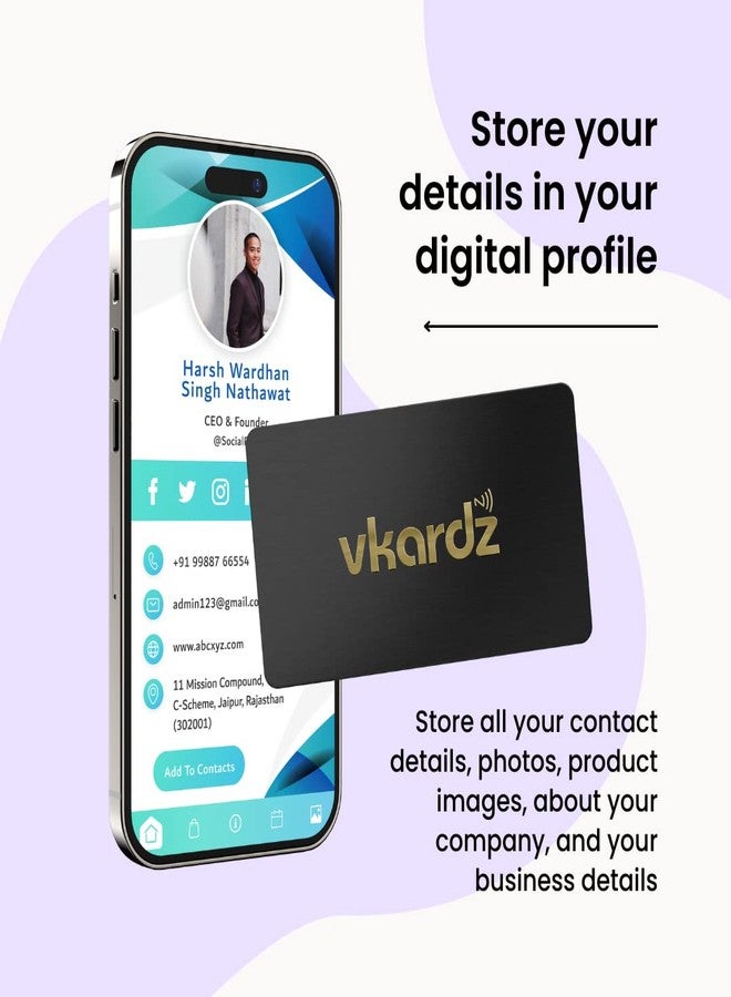 vkardz Zodiac Pisces PVC Digital NFC Business Card with QR Code, Smart Contact Sharing Visiting Card with Astrology Design - Image 5