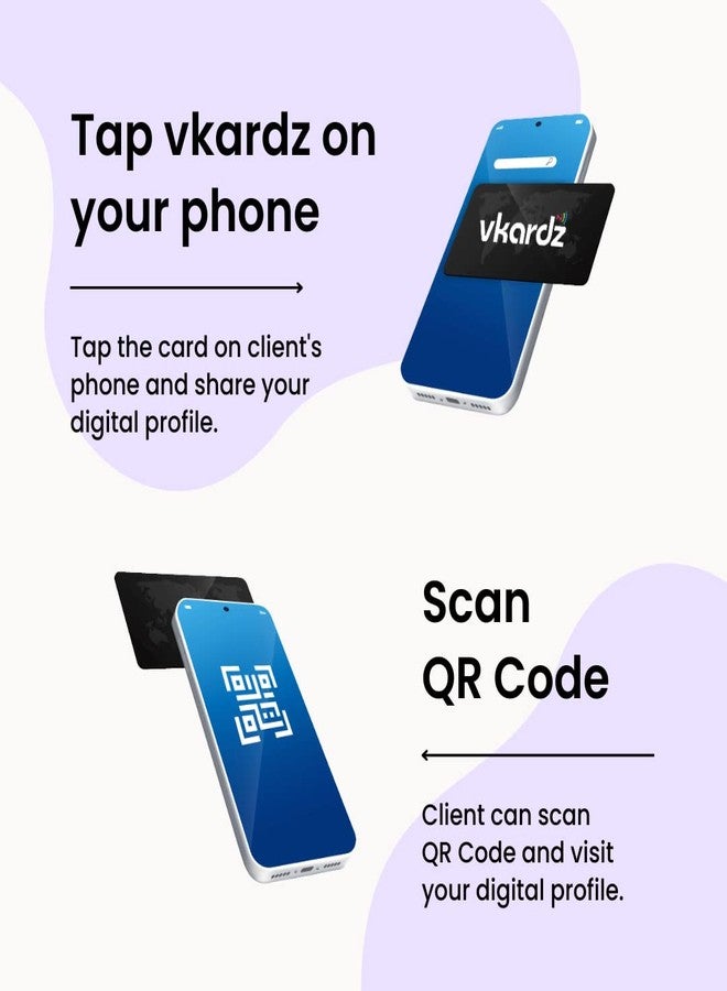 vkardz Zodiac Pisces PVC Digital NFC Business Card with QR Code, Smart Contact Sharing Visiting Card with Astrology Design - Image 4