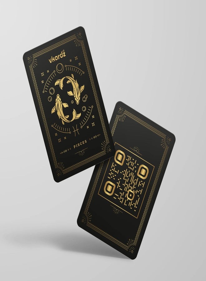 vkardz Zodiac Pisces PVC Digital NFC Business Card with QR Code, Smart Contact Sharing Visiting Card with Astrology Design - Image 1