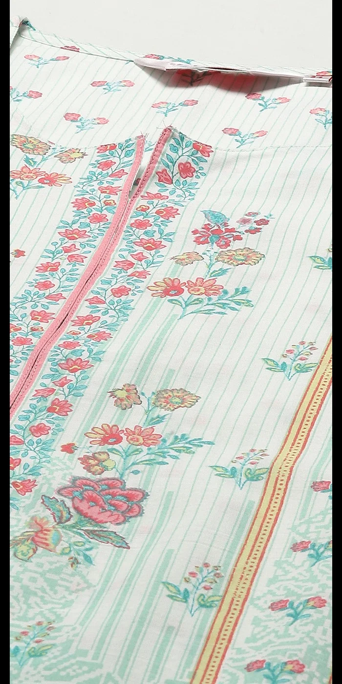Biba Mint Cotton Straight Kurta