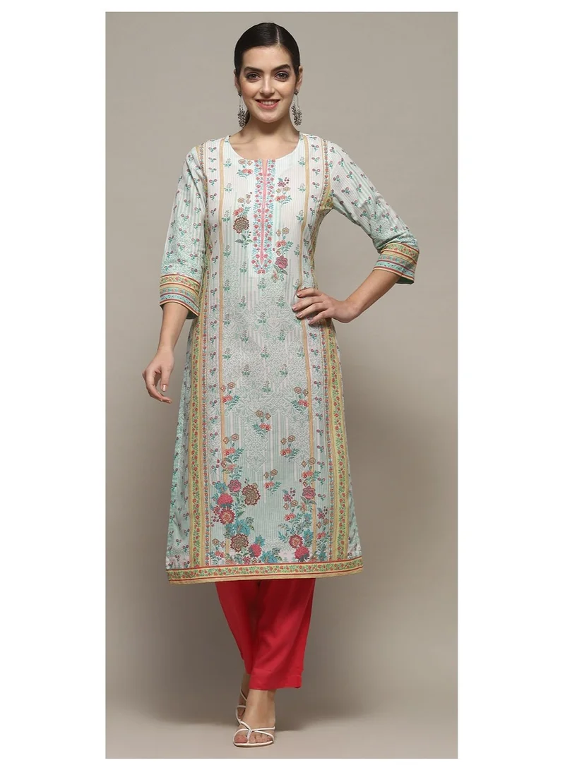 Biba Mint Cotton Straight Kurta