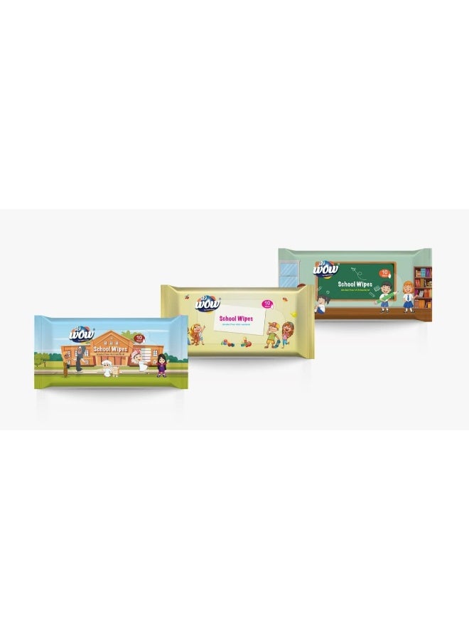 WOW Kid's School Anti-Bacterial Wipes - 10's Pack - Image 1