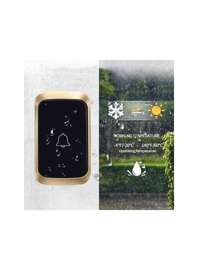 قرص كهربائي لاسلكي - مجموعة جرس باب مقاوم للماء مع 60 نغمة، 5 مستويات صوت، فلاش LED - مجموعة جرس لاسلكي بمدى 300 متر للاستخدام في المنزل، المكتب، الفصل الدراسي، المستشفى (أسود) - Image 5