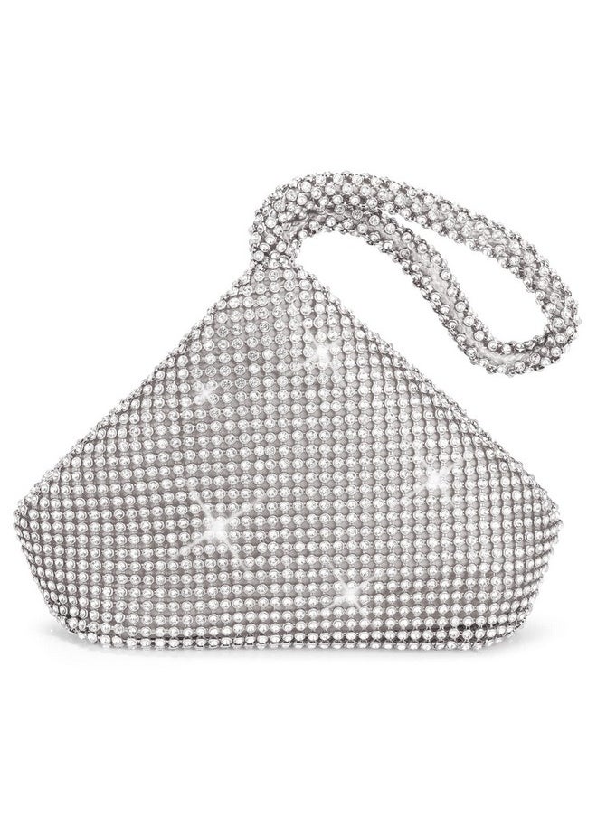 Jian Ya Na Fashion Women Rhinestone Trihedral Clutch Evening Bag Bling Zipper Wedding Purse  - Image 1