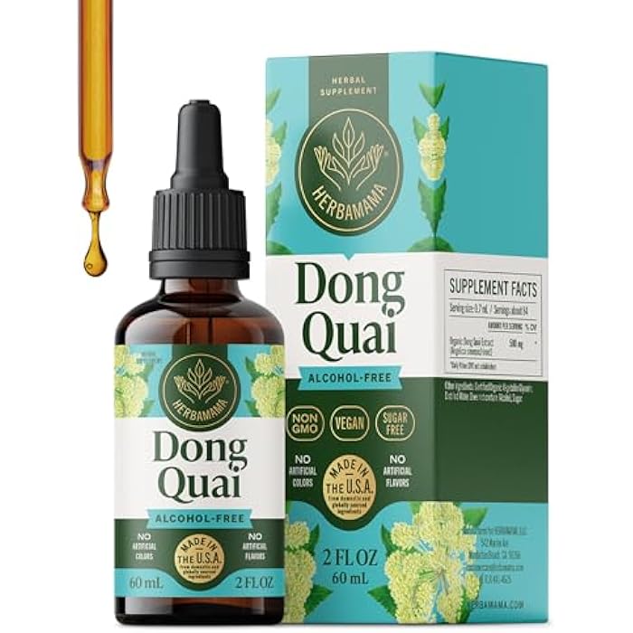 HERBAMAMA Dong Quai – Menopause Supplements for Women – Angelica Root for Hormone Balance & PMS Relief* – Vegan, Non-GMO, Alcohol & Sugar-Free, 28-Day Supply - Image 1