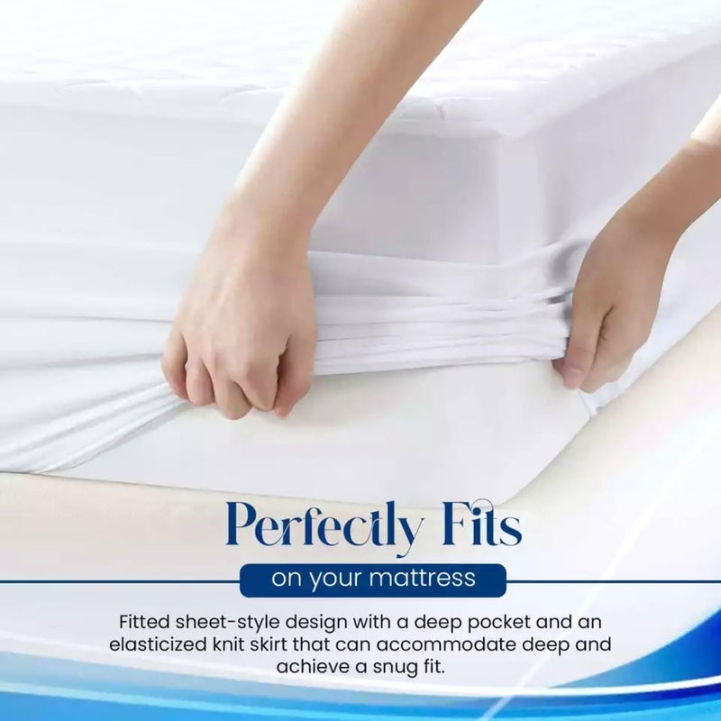 AJISH Queen Size Mattress Cover - 100% Waterproof Mattress Protector - Polycotton Fitted Style Elastic Bed Cover - Soft & Breathable - Easy Care (Queen - 60X78 inch | 5X6.5 feet, Wine) - Image 3