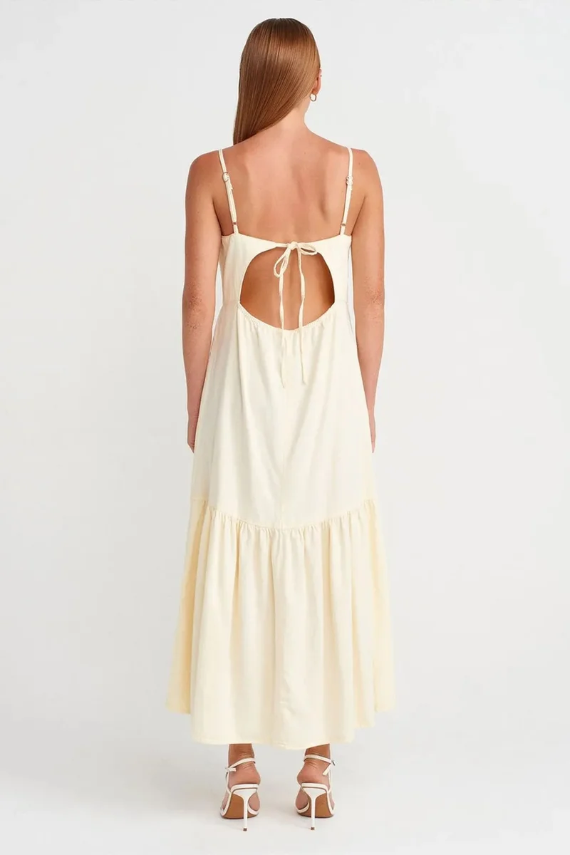 ديلفين DILVIN Sleeveless A-line Maxi Dress With Tie Front