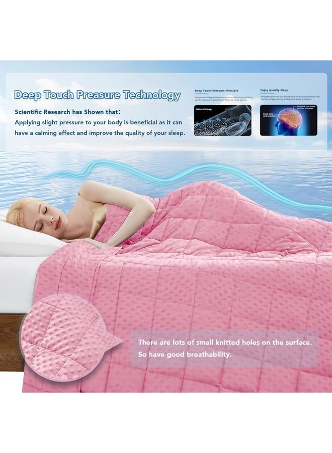 Topcee Weighted Blanket for Adults (20lbs 60"x80"), Minky Dots Heavy Blanket for Woman, Man Sleeping, Soft, Cozy and Cooling Weighted Throw Blankets, Machine Washable, Pink - Image 3