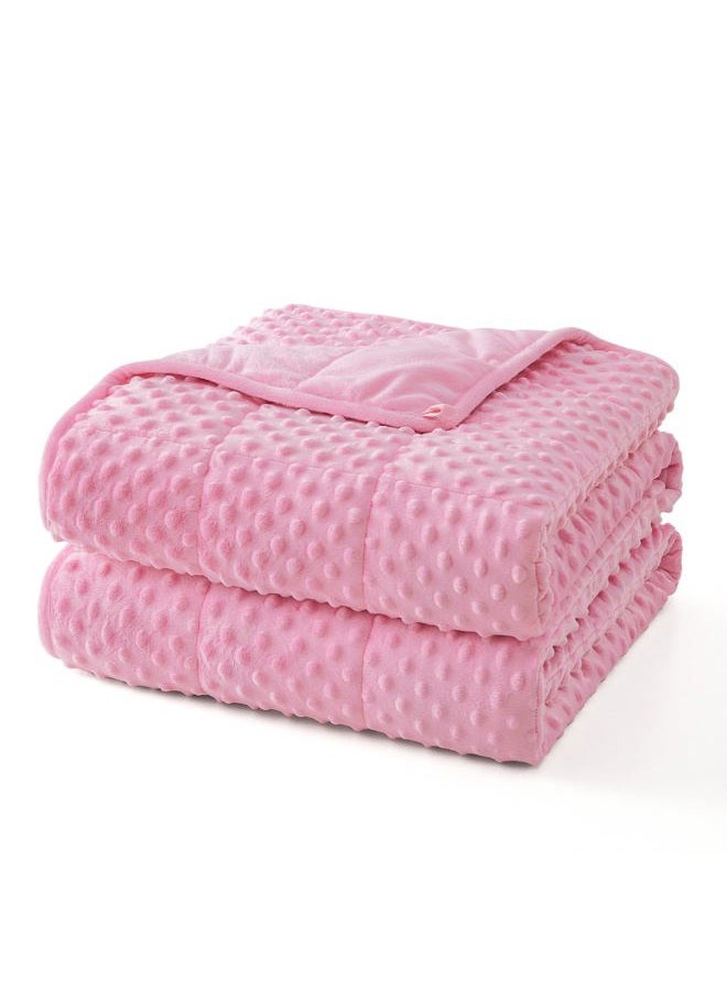 Topcee Weighted Blanket for Adults (20lbs 60"x80"), Minky Dots Heavy Blanket for Woman, Man Sleeping, Soft, Cozy and Cooling Weighted Throw Blankets, Machine Washable, Pink - Image 1