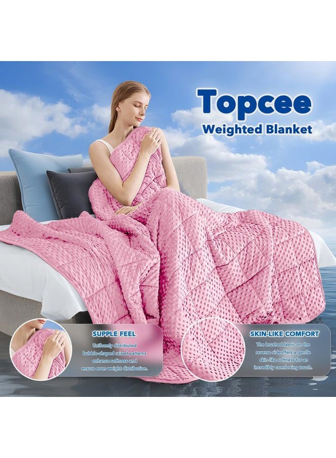 Topcee Weighted Blanket for Adults (20lbs 60"x80"), Minky Dots Heavy Blanket for Woman, Man Sleeping, Soft, Cozy and Cooling Weighted Throw Blankets, Machine Washable, Pink - Image 2