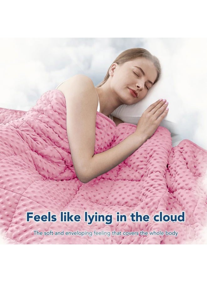 Topcee Weighted Blanket for Adults (20lbs 60"x80"), Minky Dots Heavy Blanket for Woman, Man Sleeping, Soft, Cozy and Cooling Weighted Throw Blankets, Machine Washable, Pink - Image 4
