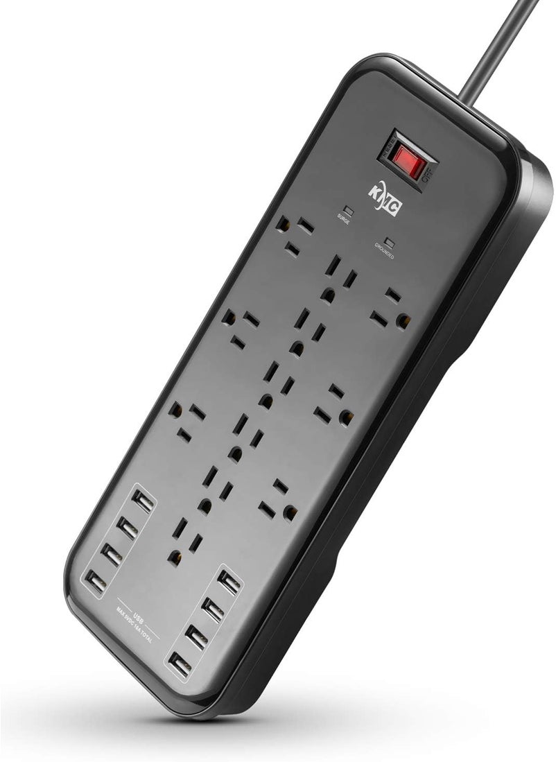 KMC KMC 12Outlet Surge Protector Power Strip with 8 USB Charging Ports 5V10A 2500J6Foot Cord  - Image 1