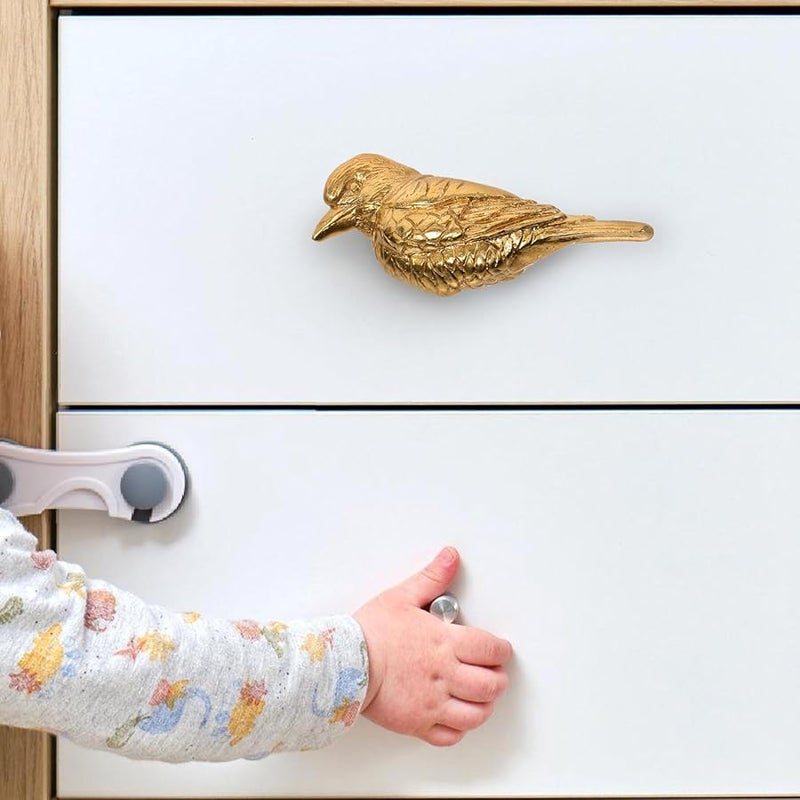 Vintage Brass Bird Drawer Knob Cabinet Handle Ergonomic Grip Animal Design - Image 3