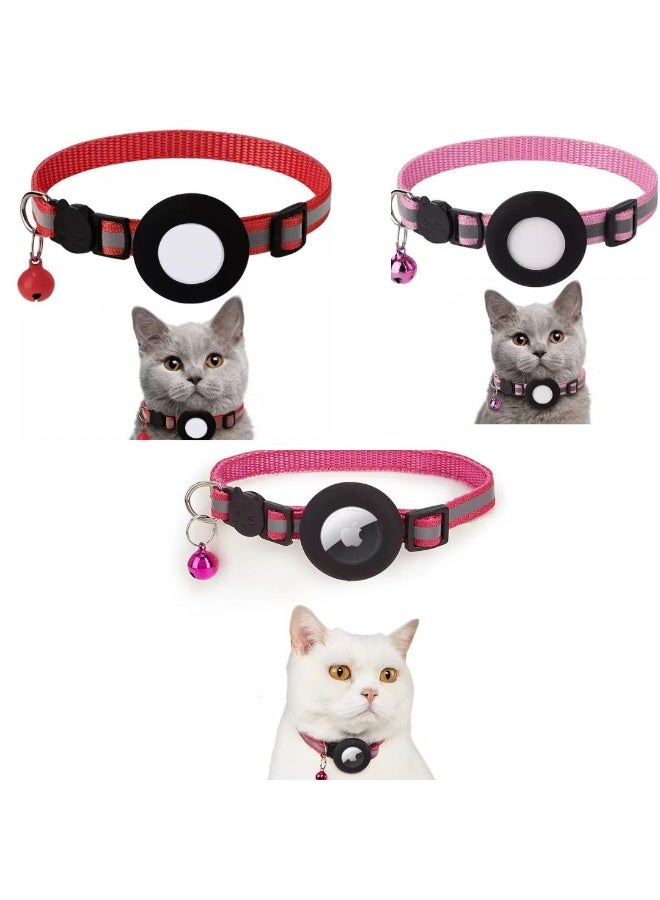 3-Pack AirTag Collar Holders for Pets – Pink, Red & Rose Red | Durable Silicone Case