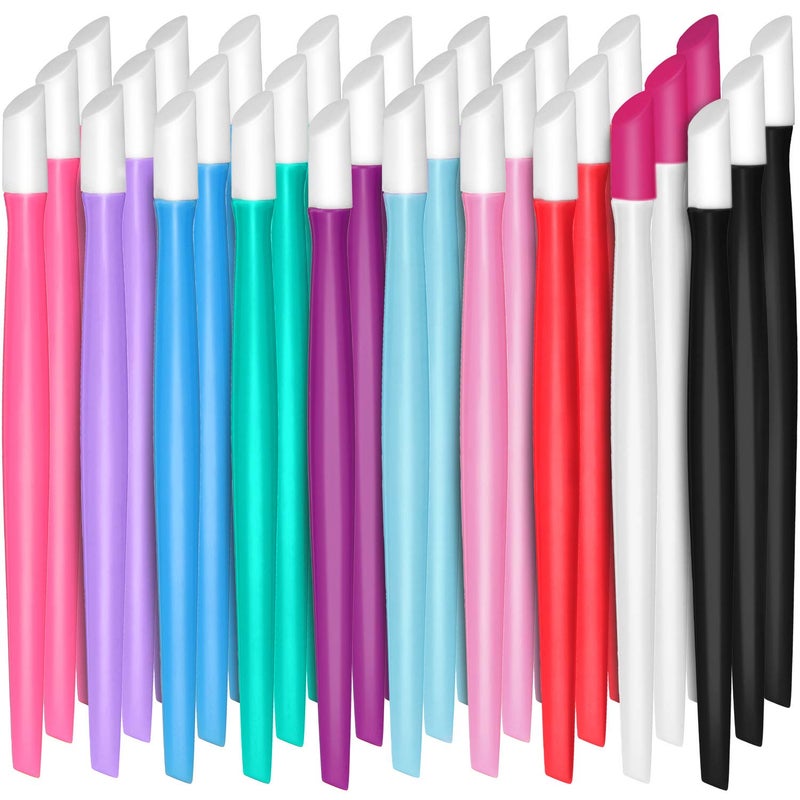 BBTO 30 Pcs Rubber Cuticle Pusher Silicone Cuticle Pusher Small Plastic Handle Tipped Sticks Mini Nail Cleaner Colored Nail Art Tool for Men and Women(Assorted Colors) - Image 1