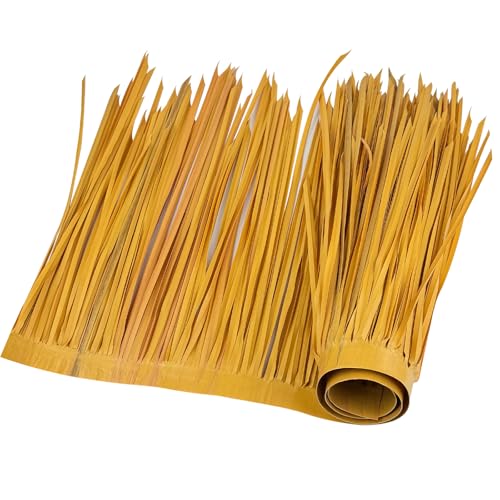 Neehows Tiki Hut Grass Roof 1181 x 197 Inch Artificial Plastic Thatch Roll Palapa Thatch Roofing for Hut Tiki Bar Decor Party DIY Crafts Yellow - Image 1