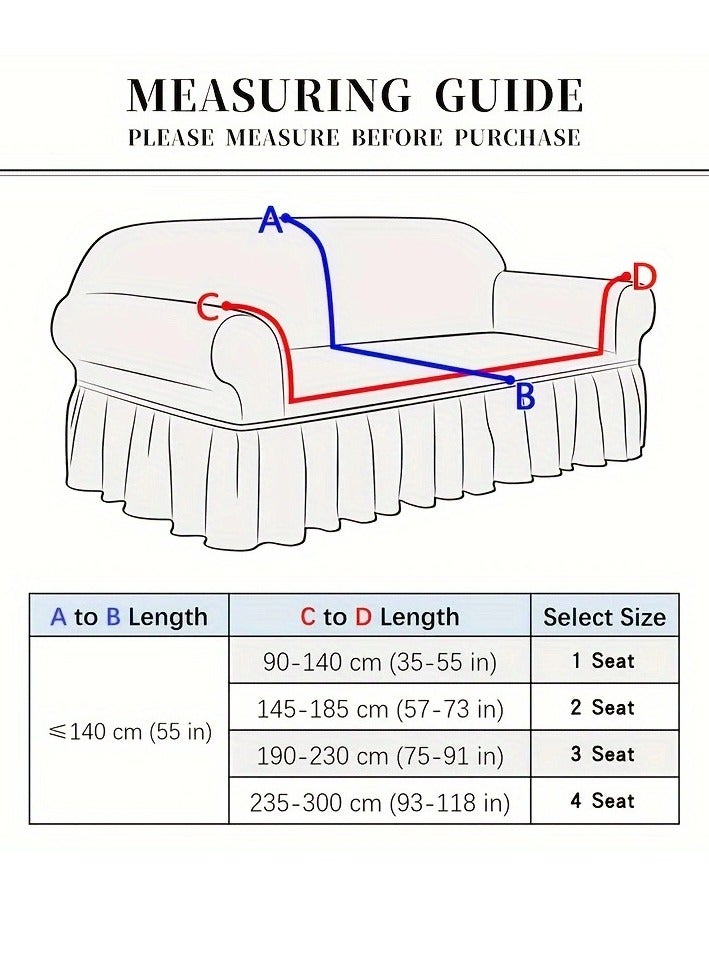 Arabest One Seat sofa cover leaf pattern  super elastic waterproof and wrinkle resistant full wrap Couch Slipcover with skirt exquisite and delicate non-slip flexible jacquard Sofa Slipcover light beige 90-140CM - Image 2