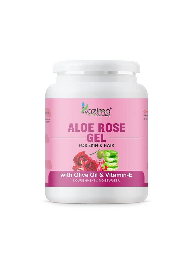 KAZIMA Aloe Rose Gel With Pure Aloe Vera, Olive & Vitamin E For Face, Skin & Hair - Moisturizing, Sunburn, Acne Scars, Wrinkles & Dark Circles (500 Gram)  - Image 1