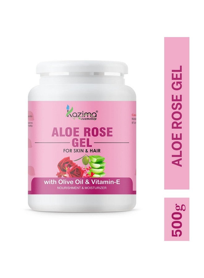 KAZIMA Aloe Rose Gel With Pure Aloe Vera, Olive & Vitamin E For Face, Skin & Hair - Moisturizing, Sunburn, Acne Scars, Wrinkles & Dark Circles (500 Gram)  - Image 3