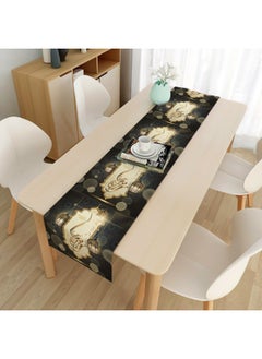 NIBEMINENT Eid Mubarak Table Runner Linen Table Runner, Star Moon Table Runner, Ramadan Decoration Home Dinning Room Decoration 13x70 inches 