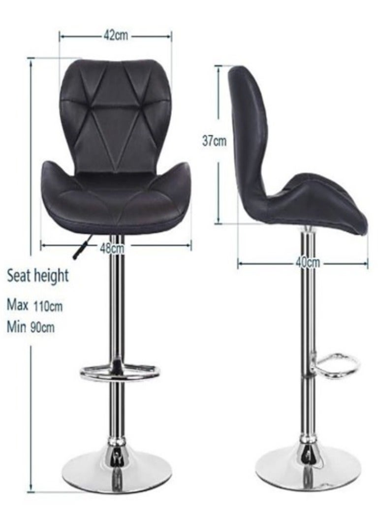 AL WADI FURNITURE AWF AL WADI FURNITURE 3-Piece Adjustable Square MDF Wood Bar Table Set with 2 Diamond Style Bar Stools for Pub Counter Kitchen Home PU Leather Bar Chairs with Footrest 360°Swivel Perfect for Small Space, Black  - Image 2