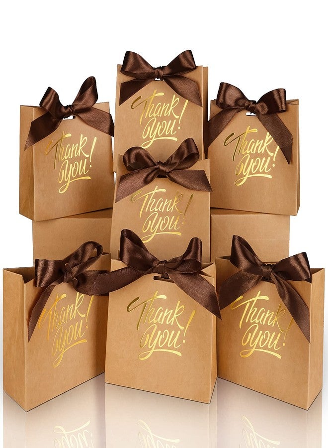 DOYIDE 100 Pack Small Thank You Gift Bags, 4.5x1.8x3.9in Party Favor Bags Boxes with Bow Ribbon, Small Paper Gift Bags with Gold Foil Printed, Mini Candy Treat Bags for Birthday Wedding Party Holiday - Image 1