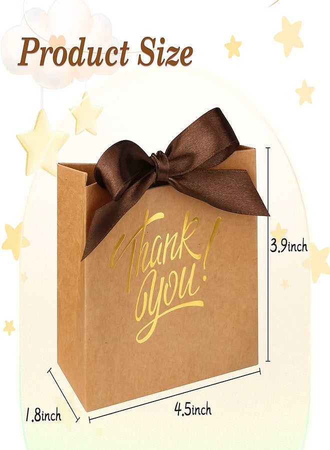 DOYIDE 100 Pack Small Thank You Gift Bags, 4.5x1.8x3.9in Party Favor Bags Boxes with Bow Ribbon, Small Paper Gift Bags with Gold Foil Printed, Mini Candy Treat Bags for Birthday Wedding Party Holiday - Image 4