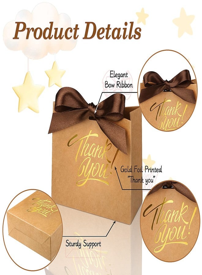 DOYIDE 100 Pack Small Thank You Gift Bags, 4.5x1.8x3.9in Party Favor Bags Boxes with Bow Ribbon, Small Paper Gift Bags with Gold Foil Printed, Mini Candy Treat Bags for Birthday Wedding Party Holiday - Image 3