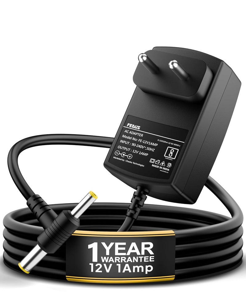 FEDUS محول طاقة تيار مستمر 12 فولت 1 أمبير، 12 فولت 1A SMPS لشاشات LCD، التلفاز، أضواء شريط LED، كاميرات CCTV، صندوق الإعداد، النطاق العريض، أجهزة التوجيه، DVR، NVR، إدخال AC 100-240V، إخراج DC 12 فولت 1 أمبير - Image 1