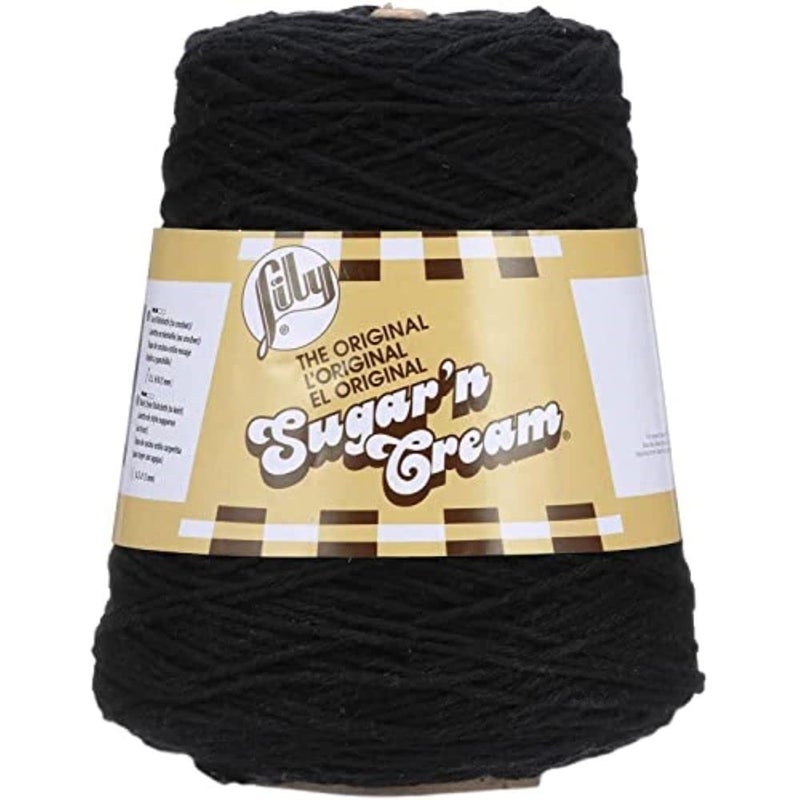 Lily Lily Sugar N Cream Cones Black Yarn  1 Pack of 14oz400g  Cotton  4 Medium  706 Yards  KnittingCrochet