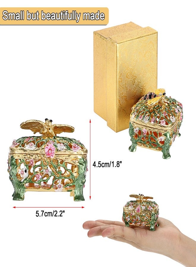 ELLDOO Mini Bee Trinket Box, Vintage Metal Enameled Decorative Box Ring Earrings Jewelry Organizer Gift for Girl Women - Image 2