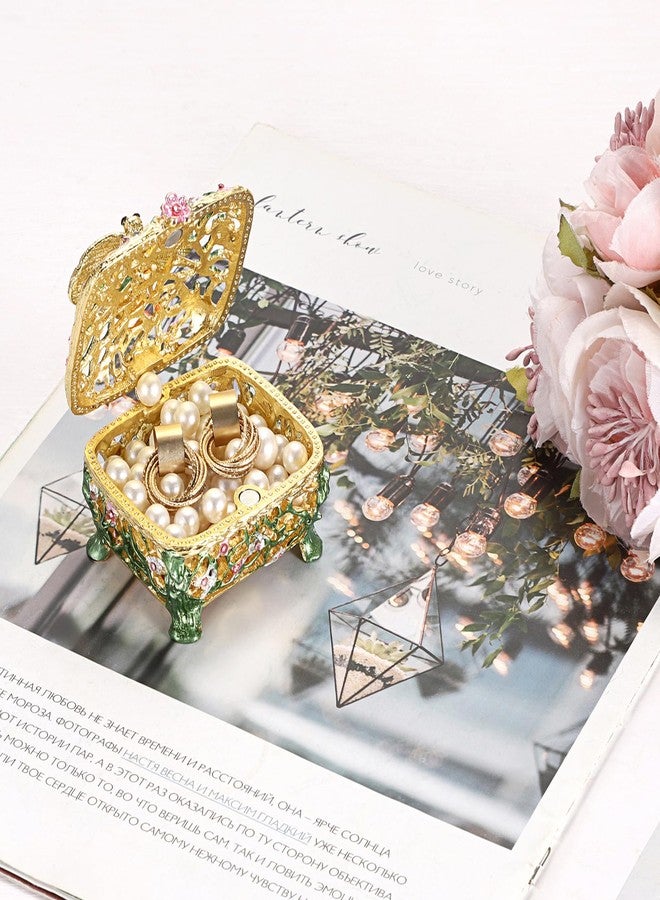 ELLDOO Mini Bee Trinket Box, Vintage Metal Enameled Decorative Box Ring Earrings Jewelry Organizer Gift for Girl Women - Image 5