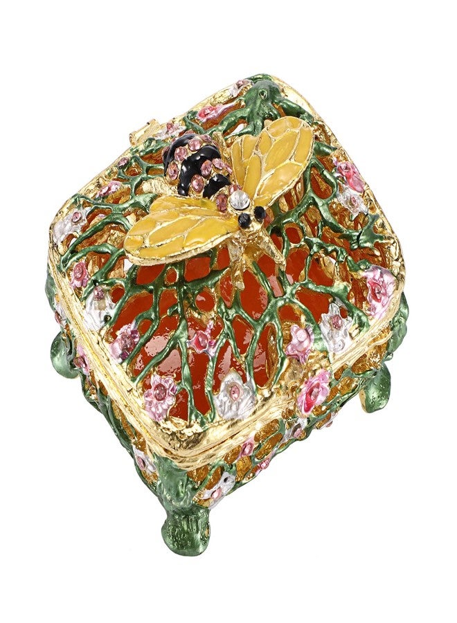 ELLDOO Mini Bee Trinket Box, Vintage Metal Enameled Decorative Box Ring Earrings Jewelry Organizer Gift for Girl Women - Image 1