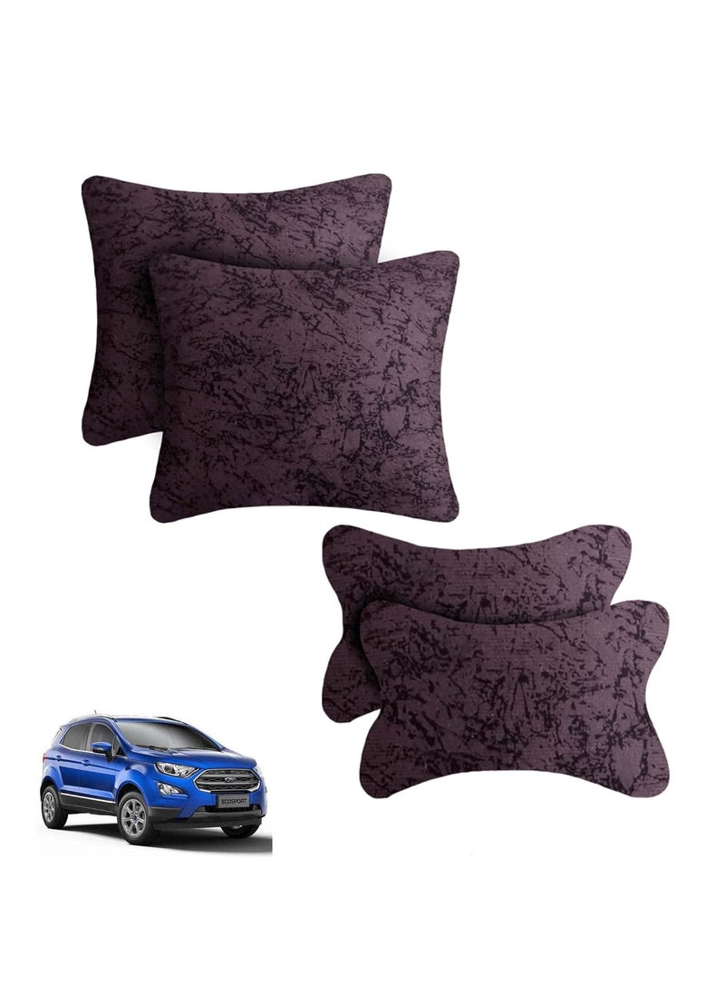 Adroitz Adroitz Velvet Brown Car Cushion Neck Back Rest Pillow for All Car Set of 4 _Ak23  - Image 1