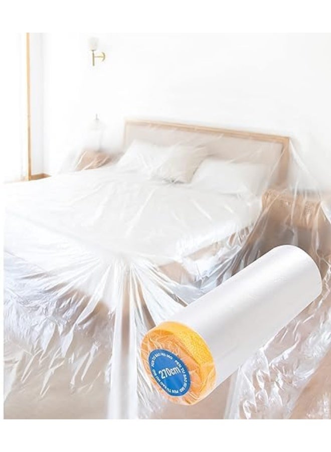 Pre-Masking Film with Tape – 2M x 20M Assorted Masking Paper Roll, Dust and Paint Protection Sheet for Car, Furniture, Carpet, Floor, and Home Renovation Projects - Image 1