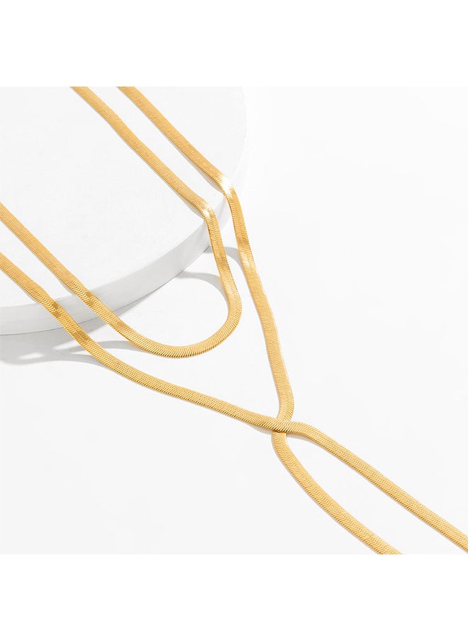 Depend Long Gold Necklace For Women Herringbone Necklace For Women Chunky Gold Necklaces Twist Snake Chain Necklace For Layered Lariat Y Necklace For Women Girls Gifts (Gold)  - Image 4