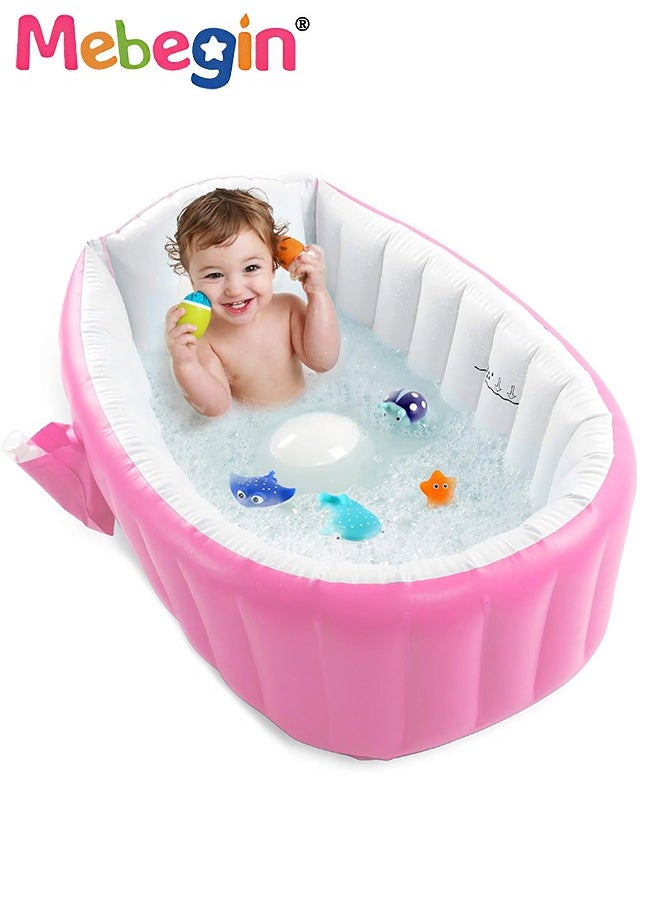 MEBEGIN 98*65*28cm Inflatable Bathing Tub with Side Pocket, Inflatable Baby Bathtub, Safe Travel Bathtub, Kids Swimming Pool, Foldable Shower Basin, Crafted with High-quality Materials  - Image 1