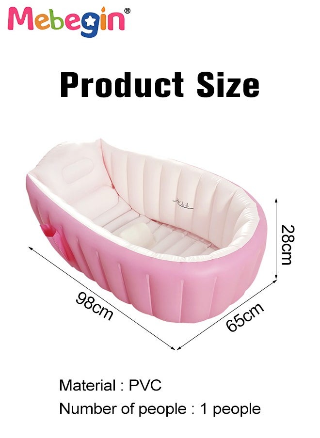 MEBEGIN 98*65*28cm Inflatable Bathing Tub with Side Pocket, Inflatable Baby Bathtub, Safe Travel Bathtub, Kids Swimming Pool, Foldable Shower Basin, Crafted with High-quality Materials  - Image 3