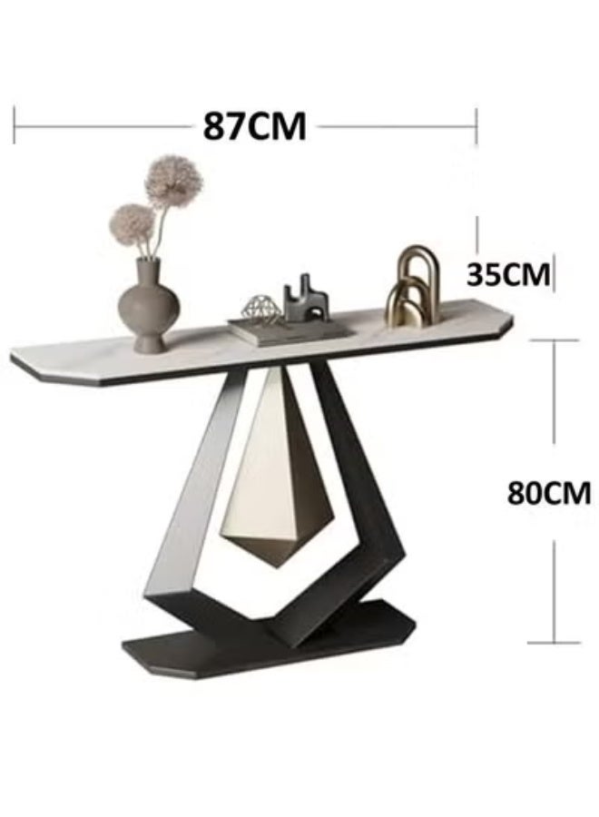 fashionhome Luxury Modern Console Table with Marble Look Top and Artistic Geometric Metal Base – Contemporary Entryway Table for Hallway, Living Room, Foyer or Sofa Back, Stylish Decorative Accent Furniture 87 x 35 x 80 cm. - Image 3