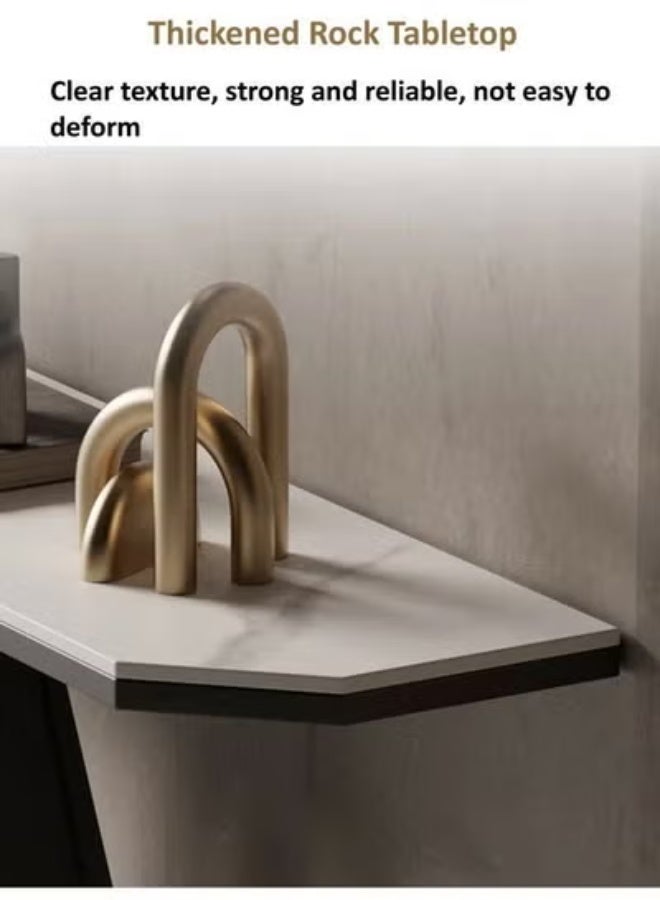 fashionhome Luxury Modern Console Table with Marble Look Top and Artistic Geometric Metal Base – Contemporary Entryway Table for Hallway, Living Room, Foyer or Sofa Back, Stylish Decorative Accent Furniture 87 x 35 x 80 cm. - Image 4