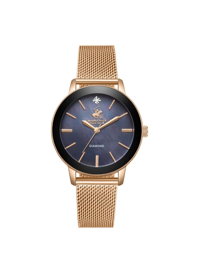 بيفرلي هيلز بولو كلوب BEVERLY HILLS POLO CLUB BP3734C.450 Women's Analog Display Watch & Mesh Strap Rose Gold