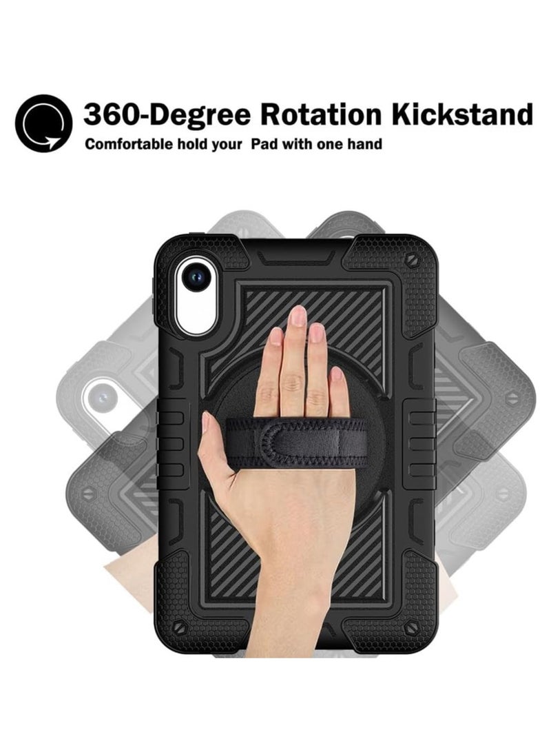 VKL Kids Case for Xiaomi Redmi Pad 2 (2025) 11 inch, 3 in 1 Hard PC Soft Silicone Shockproof Shell, 360 Degree Rotating Kickstand Cover with Hand/Shoulder Strap (Black) - Image 2