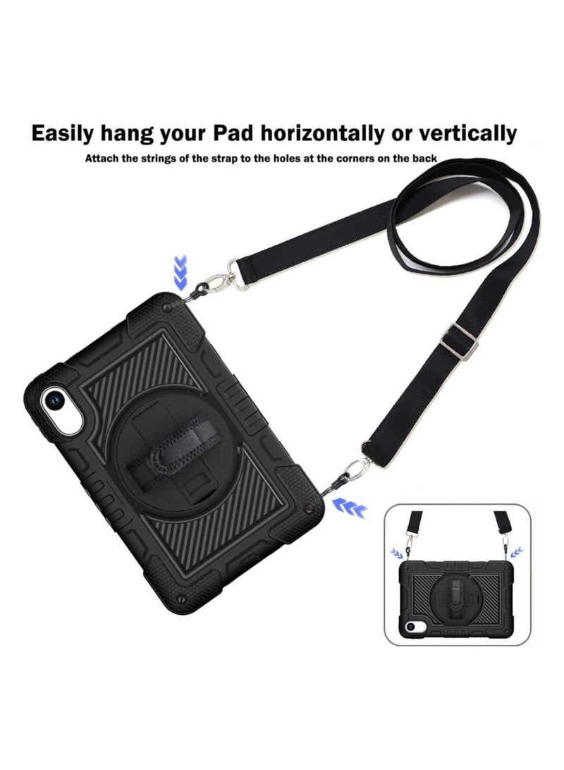 VKL Kids Case for Xiaomi Redmi Pad 2 (2025) 11 inch, 3 in 1 Hard PC Soft Silicone Shockproof Shell, 360 Degree Rotating Kickstand Cover with Hand/Shoulder Strap (Black) - Image 5