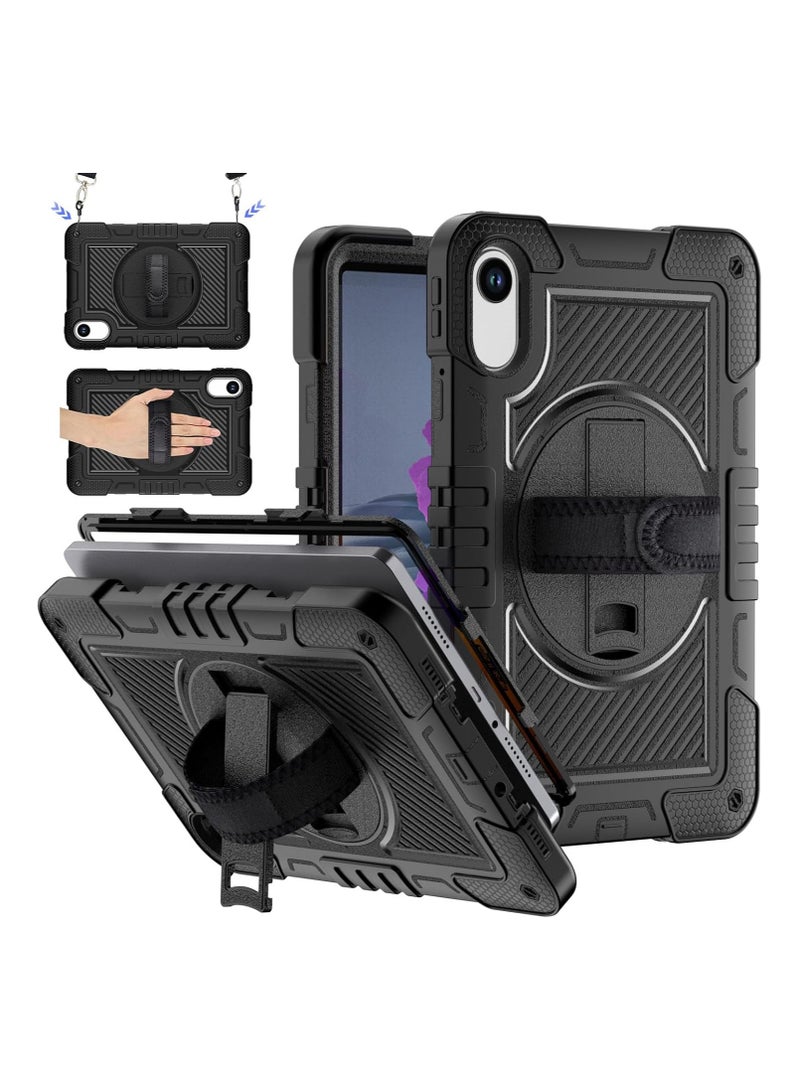 VKL Kids Case for Xiaomi Redmi Pad 2 (2025) 11 inch, 3 in 1 Hard PC Soft Silicone Shockproof Shell, 360 Degree Rotating Kickstand Cover with Hand/Shoulder Strap (Black) - Image 1